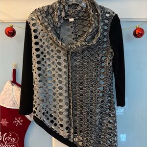 Joseph Ribkoff Black and Gray Cowl Neck Sweater